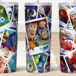 Animated Movie Favorites Kids 20 oz Skinny Tumbler with Lid and Straw NEW Cup